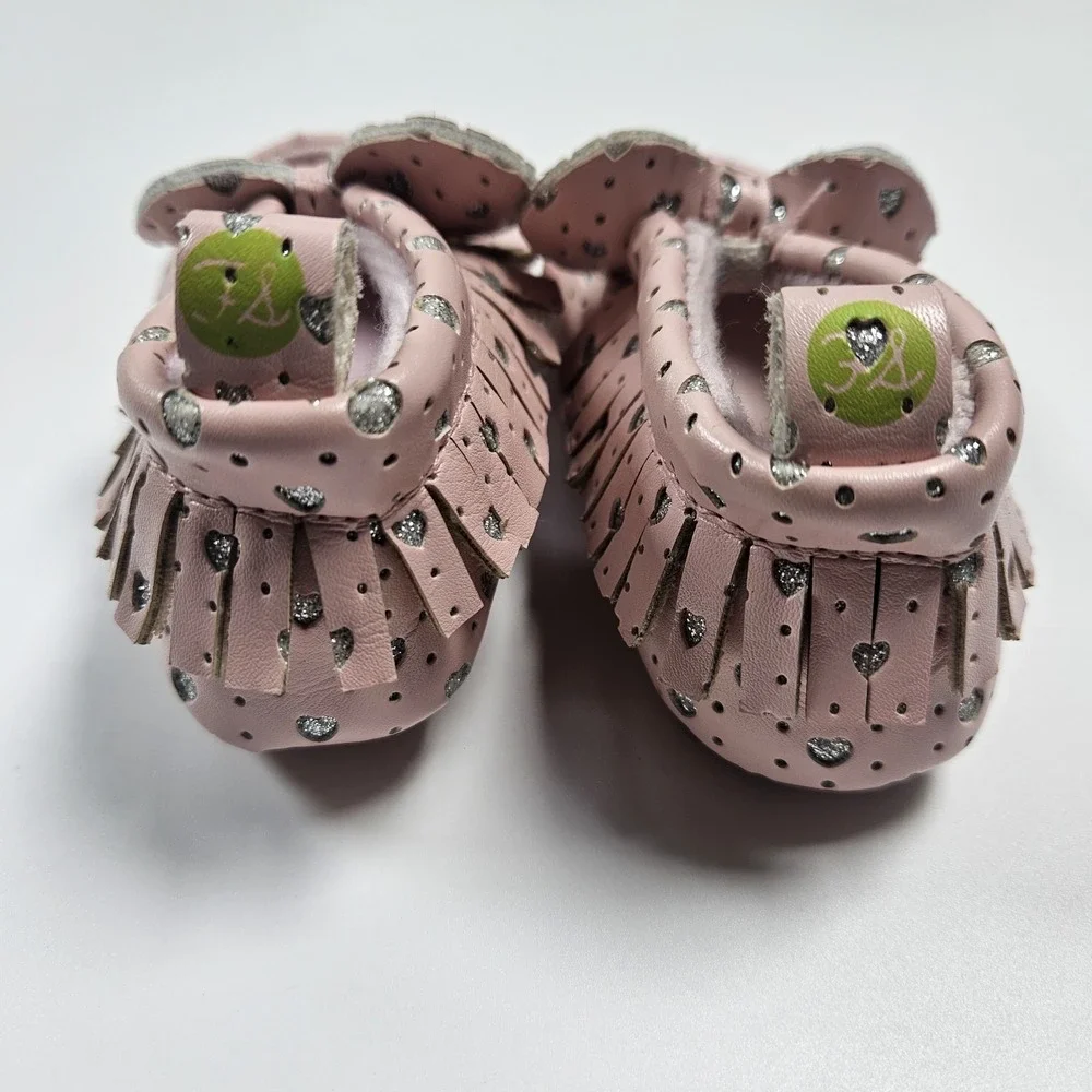 First Steps Girls Sz 3 (3-6 Months) Baby Shoes Pink Moccasins